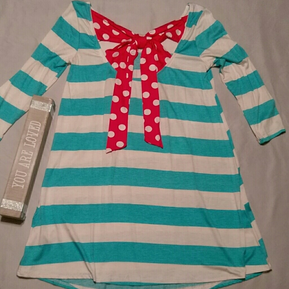 Jade Striped Tunic w/ Bow